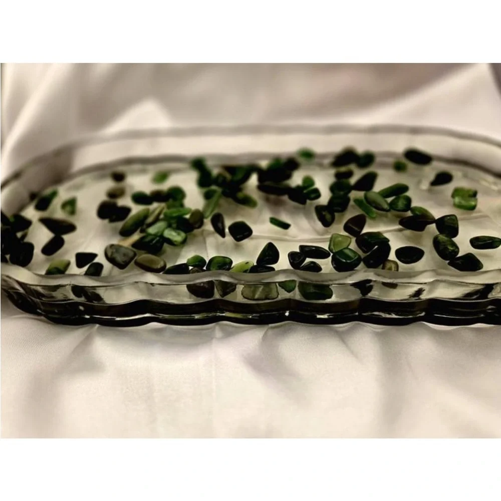 Hearth &Hand Magnolia Fluted Glass Bathroom Tray Light Green